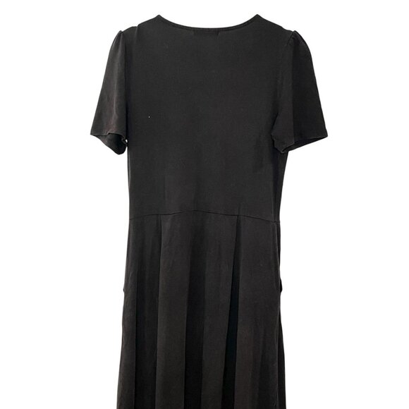 Quince Black Tencel Jersey Short Sleeve Midi Dress Solid Black Minimalist Size S - Picture 4 of 7